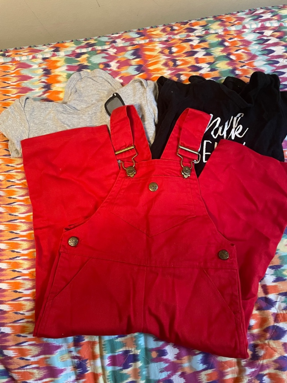 Kids Red Corduroy Overalls Matching Set - Unbranded